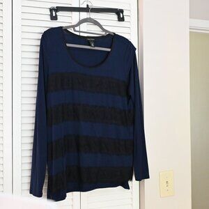 long sleeve knit shirt with lace accents
